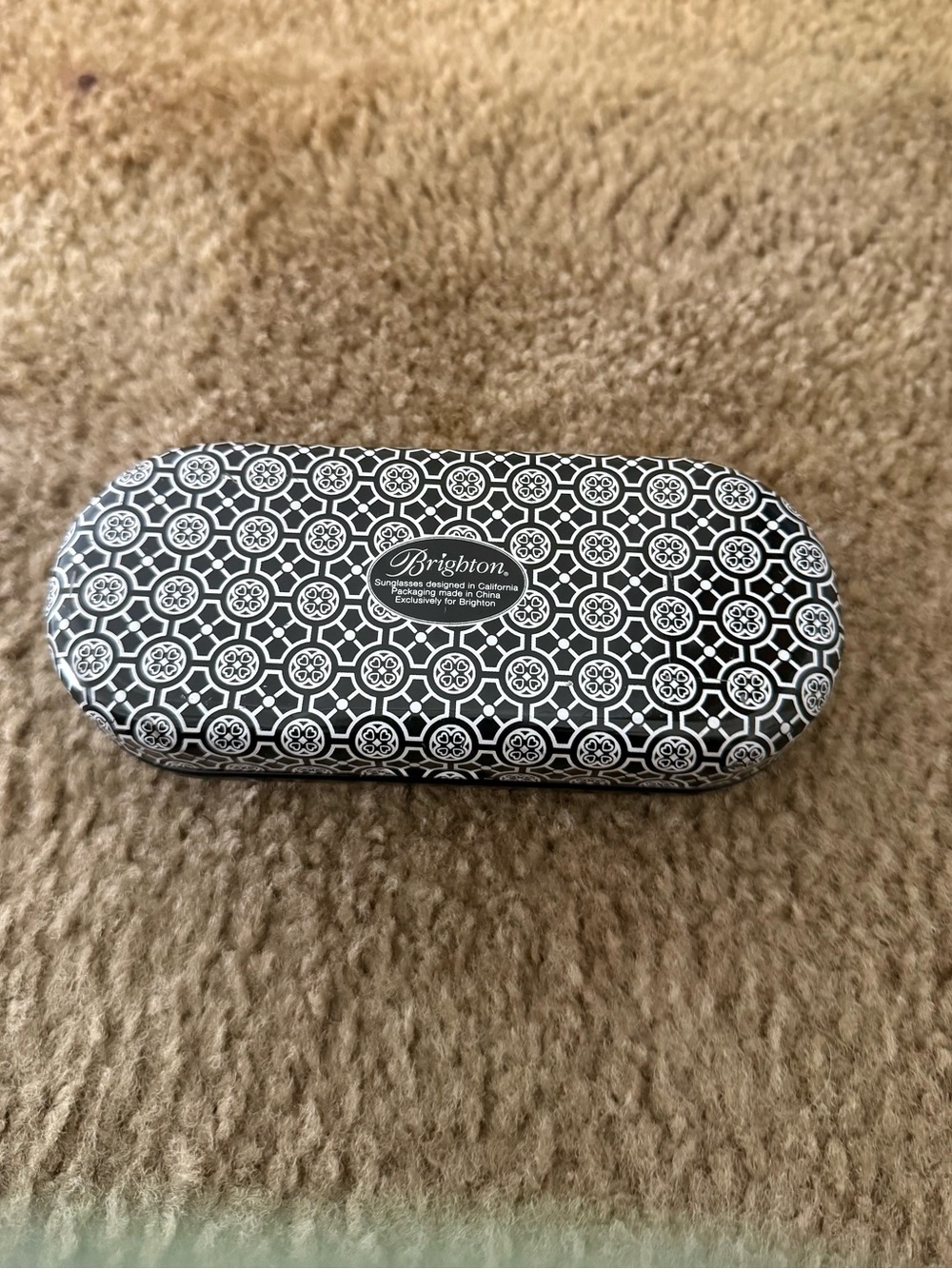 Brighton Black and White Geometric Sunglasses Case